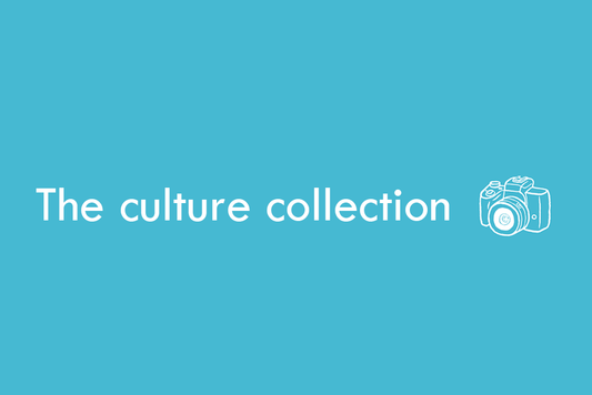 The culture collection. Includes a graphic of a photography camera on a blue background.