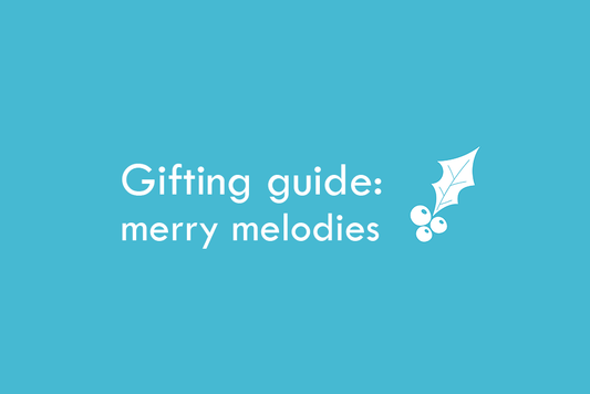 Gifting guide: merry melodies. With white holly sprig.
