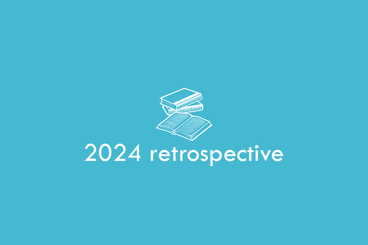 Reads 2024 restrospective on a blue background with white books.