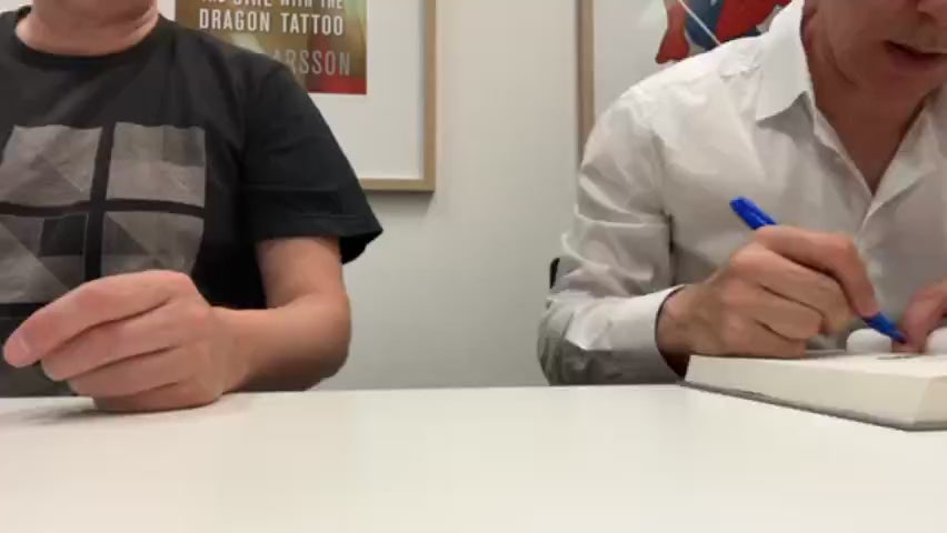 Steve and Reece signing hundreds of copies of their book: Insider No.9 Scripts 4-6 Limited Edition