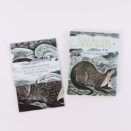 Still Waters & Wild Waves Hardback and Tea Towel bundle by Angela Harding